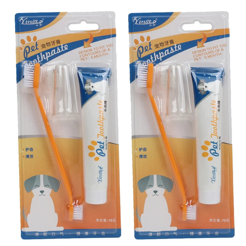 Dog Dental Care Kit – Pet Toothbrush & Toothpaste Set for Tartar