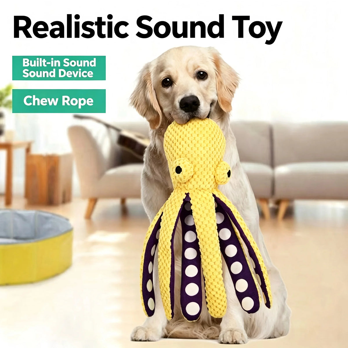 Squeaky Octopus Plush Dog Toy – Soft Chew Toy for Puppies