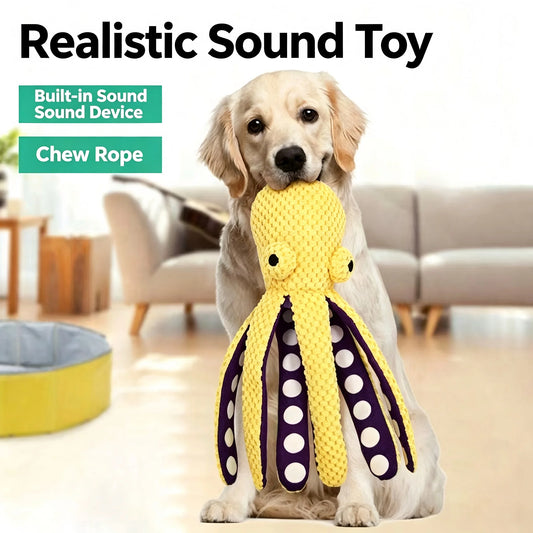 Squeaky Octopus Plush Dog Toy – Soft Chew Toy for Puppies