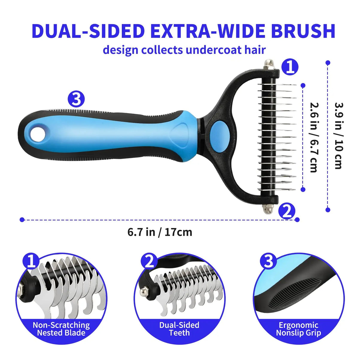 Pet Deshedding Brush – Dematting Knot Cutter Comb for Dogs & Cats