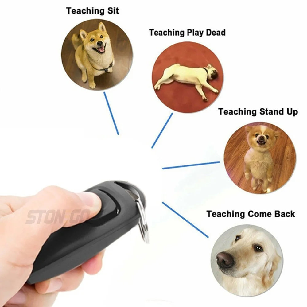 2-in-1 Dog Training Clicker & Whistle – Pet Trainer with Keyring