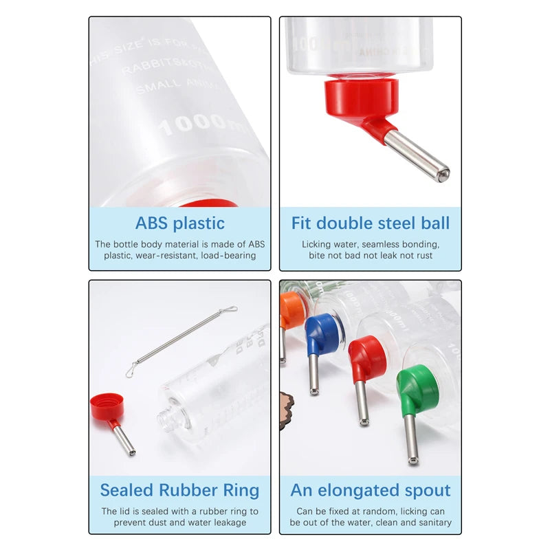 1000ml Small Animal Water Bottle – Hanging Drinker Rabbit Guinea Pig