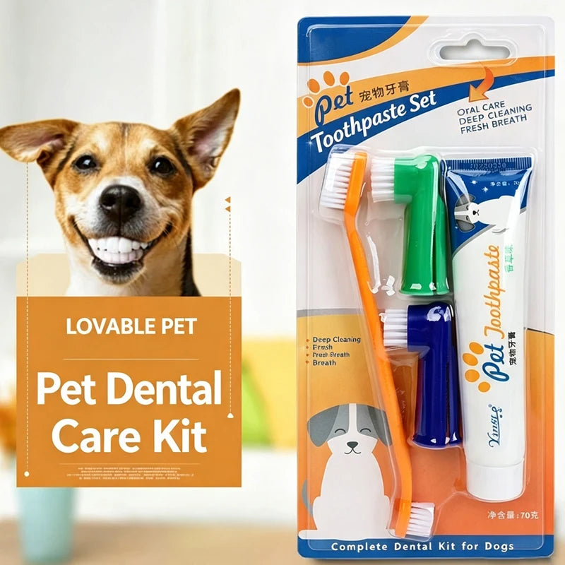 Dog Dental Care Kit – Pet Toothbrush & Toothpaste Set for Tartar