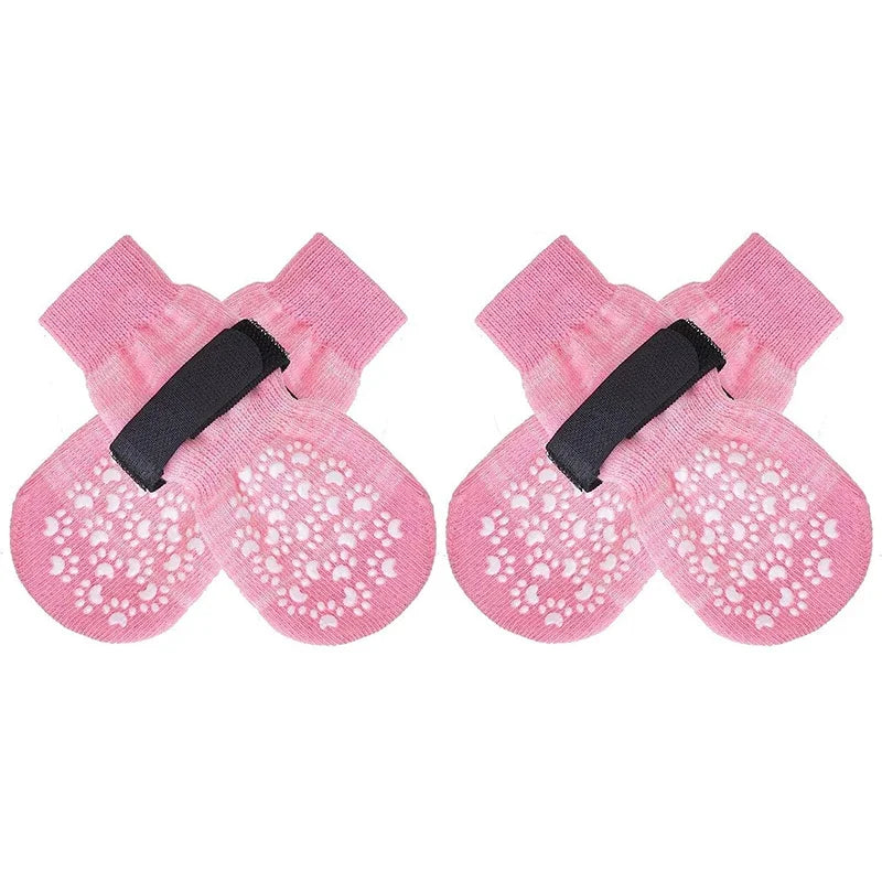 Anti-Slip Dog Socks 4 Pack – Grip Socks with Straps for Floors