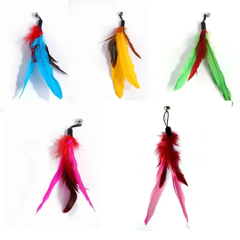 Cat Feather Toy Refills – Replacement Bird, Worm & Ball Teaser Heads