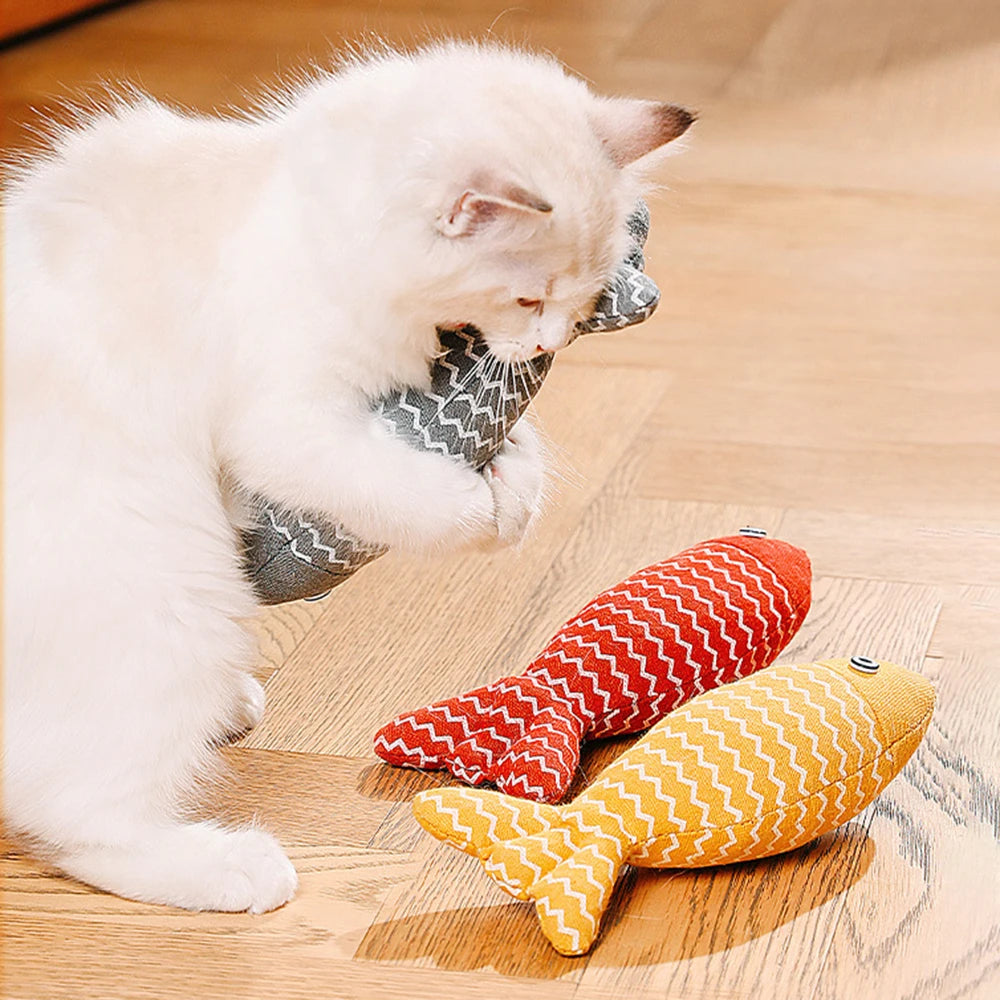 Catnip Fish Cat Toy – Sackcloth Kicker Fish Chew Toy