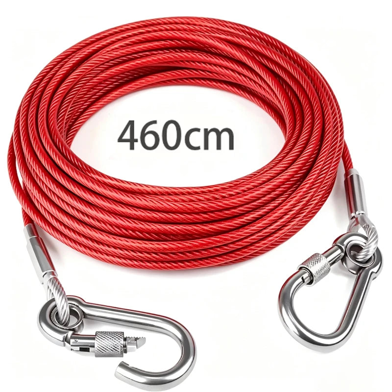 Heavy-Duty Dog Tie-Out Cable – Reflective Steel Lead with Swivel Hooks