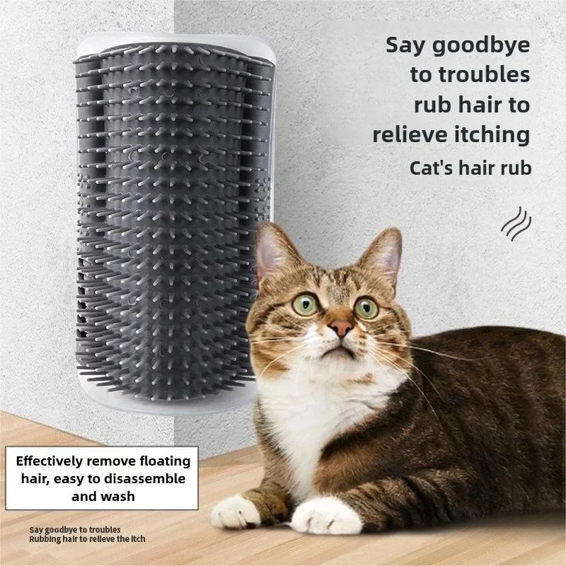 Wall Corner Cat Self Groomer – Massage Brush & Scratcher