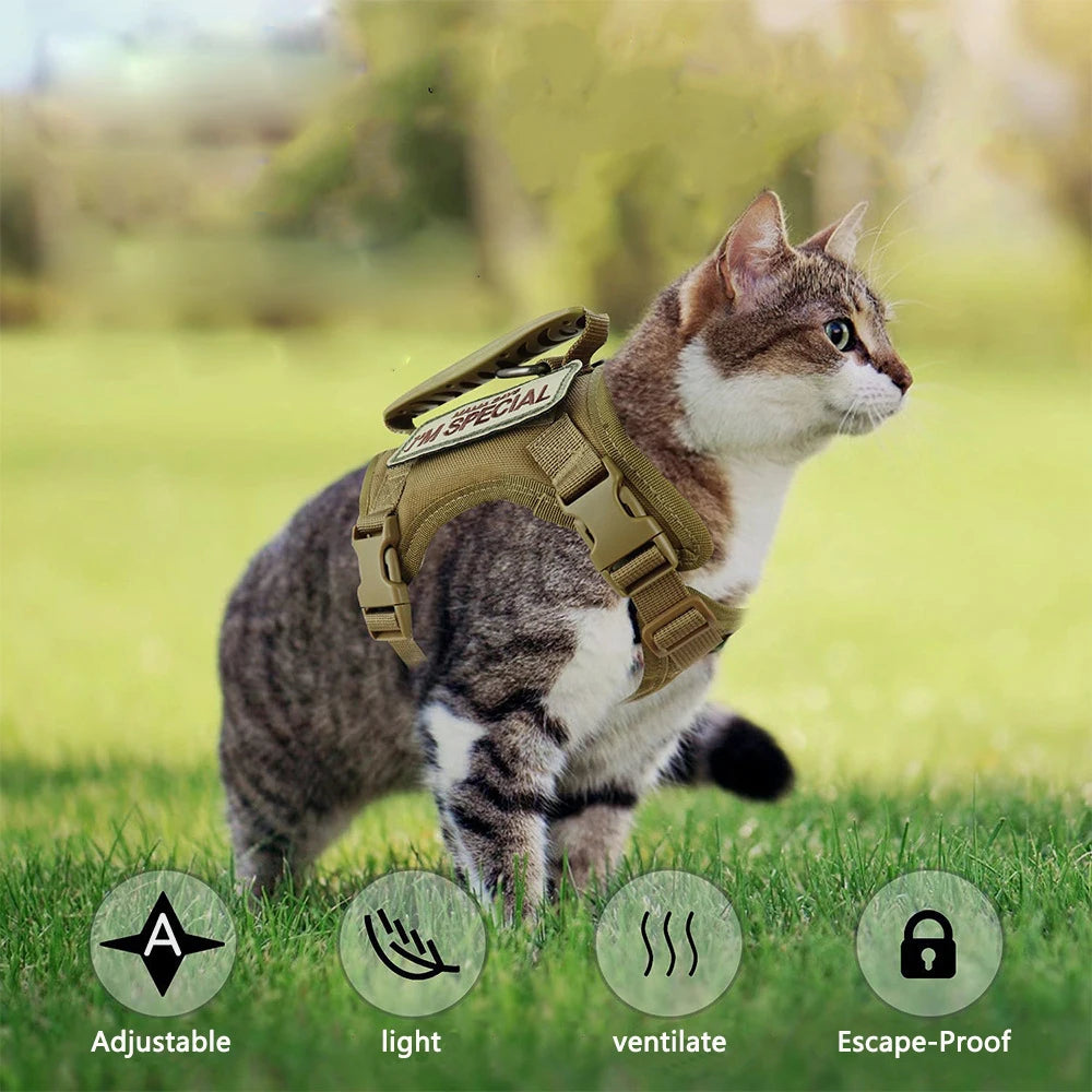 Tactical Cat & Small Dog Vest – 600D Training Harness Vest