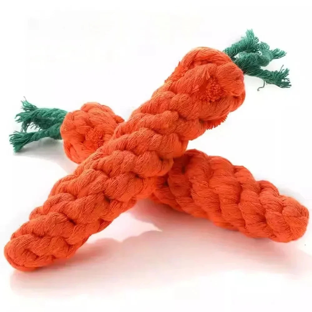 Carrot Rope Dog Toy – Braided Cotton Chew & Teething Toy