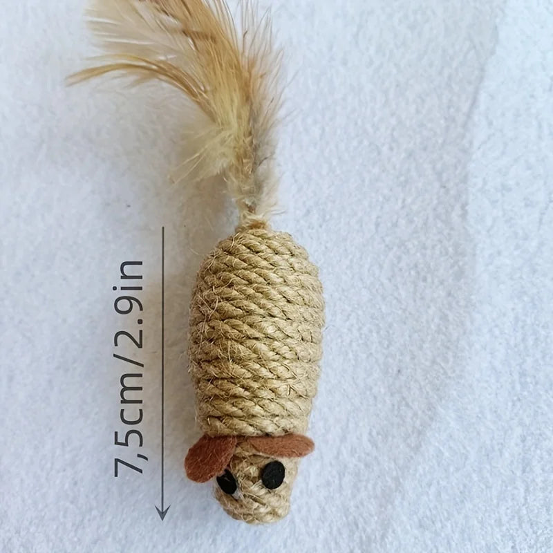 Sisal Mouse Cat Toys 1/4 Pack – Bite-Resistant Interactive Mice