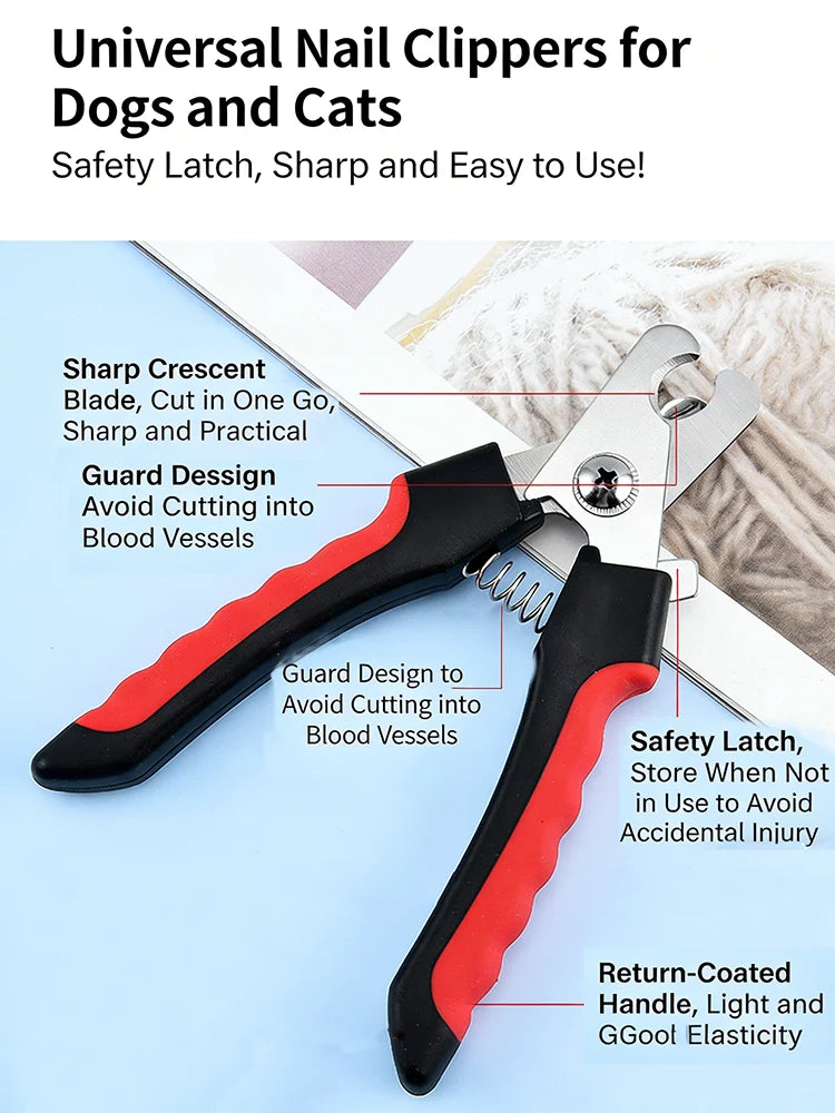 Stainless Steel Pet Nail Clippers – Dog & Cat Claw Trimmer
