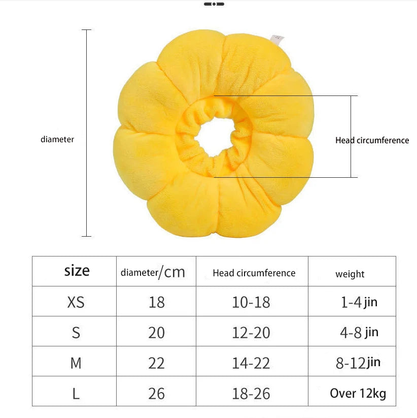 Soft Sunflower Recovery Collar – Cat & Small Dog Cone Alternative