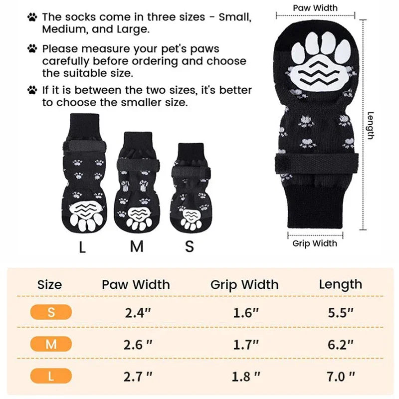 Anti-Slip Dog Socks 4 Pack – Grip Socks with Straps for Floors