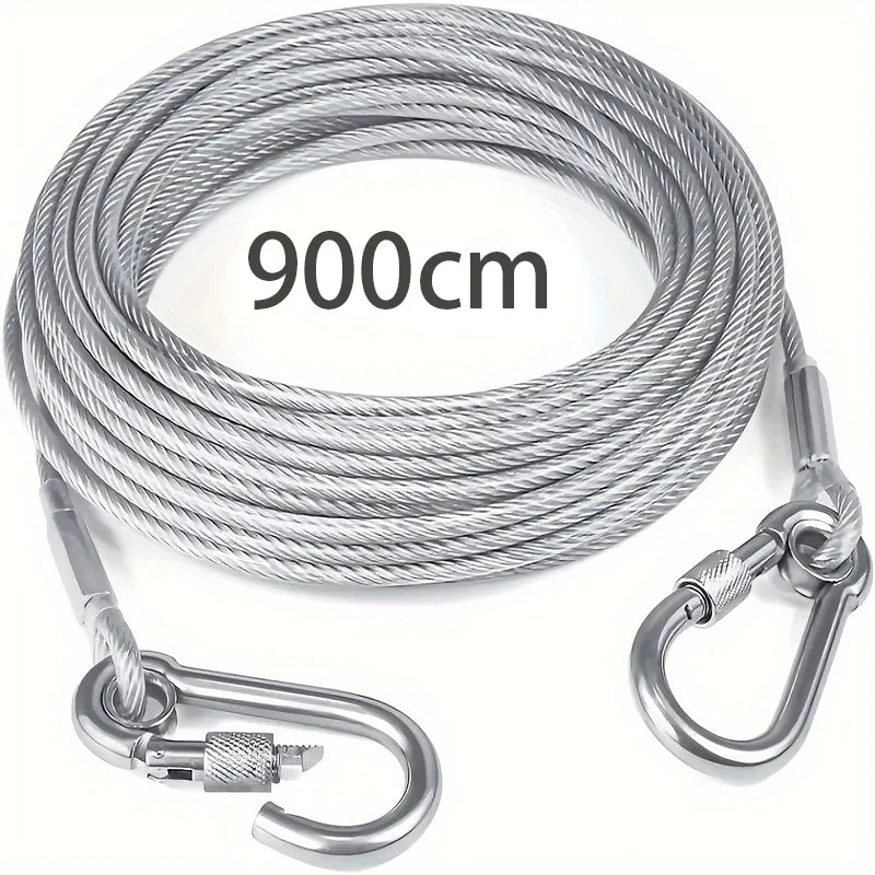 Heavy-Duty Dog Tie-Out Cable – Reflective Steel Lead with Swivel Hooks