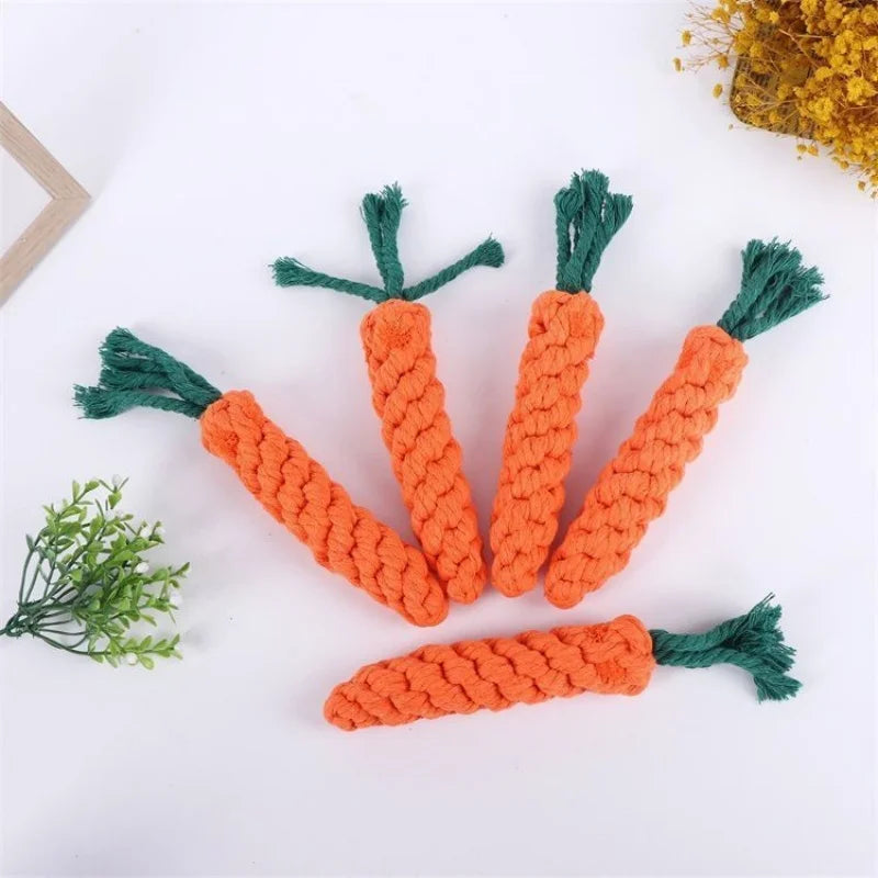 Carrot Rope Dog Toy – Braided Cotton Chew & Teething Toy