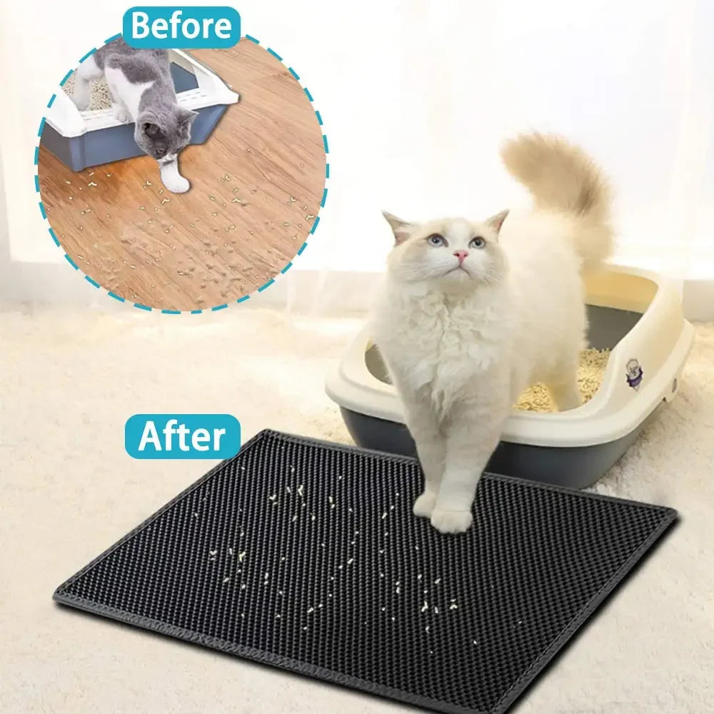 Double-Layer Cat Litter Mat – Waterproof Washable Litter Trap