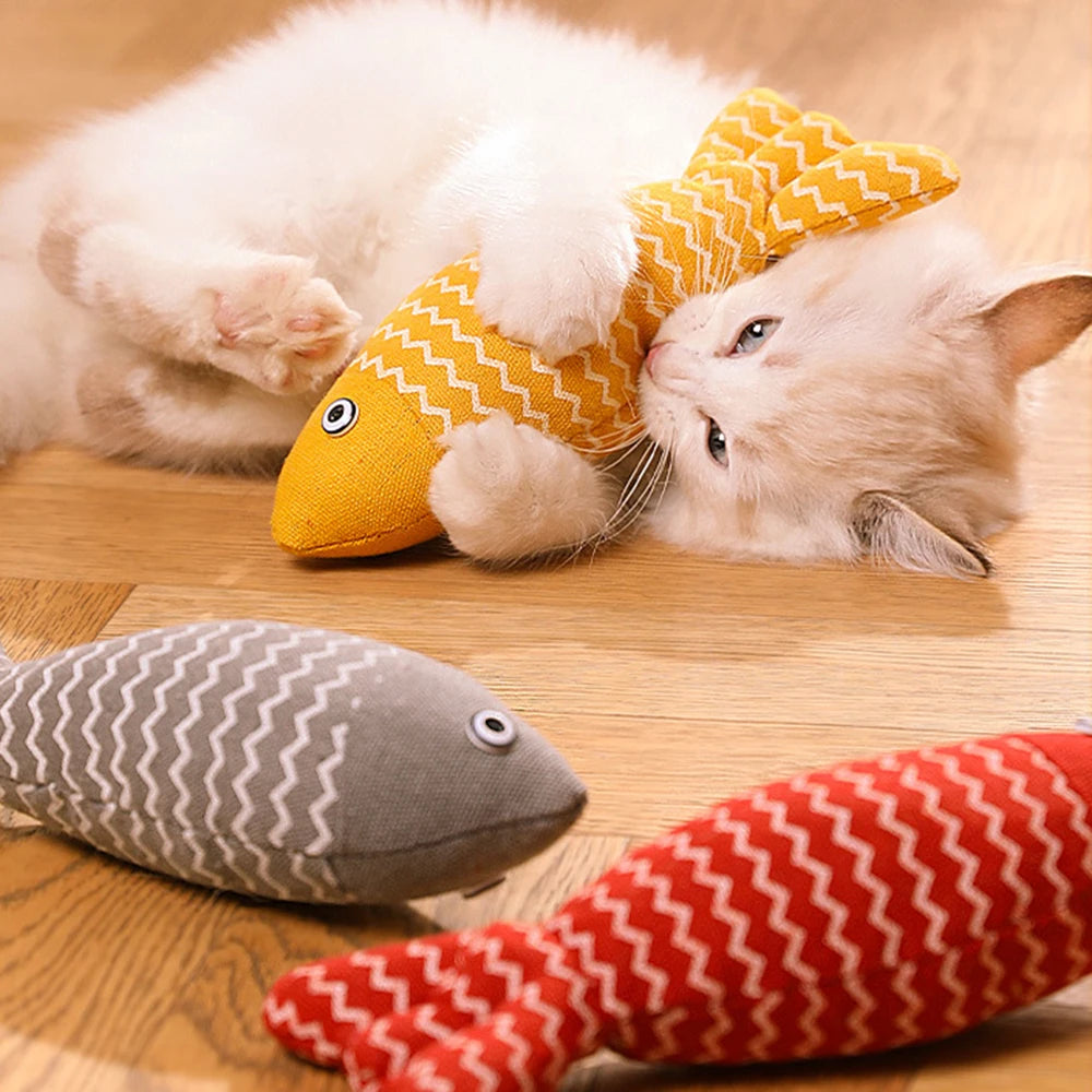 Catnip Fish Cat Toy – Sackcloth Kicker Fish Chew Toy