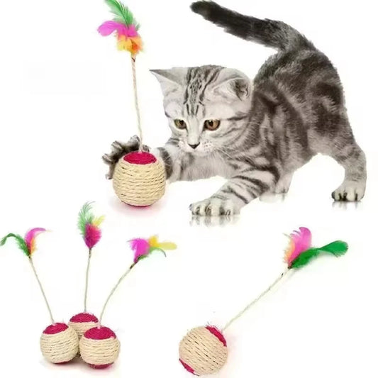 Feather Sisal Cat Ball – Shuttlecock Claw Grinding Cat Toy
