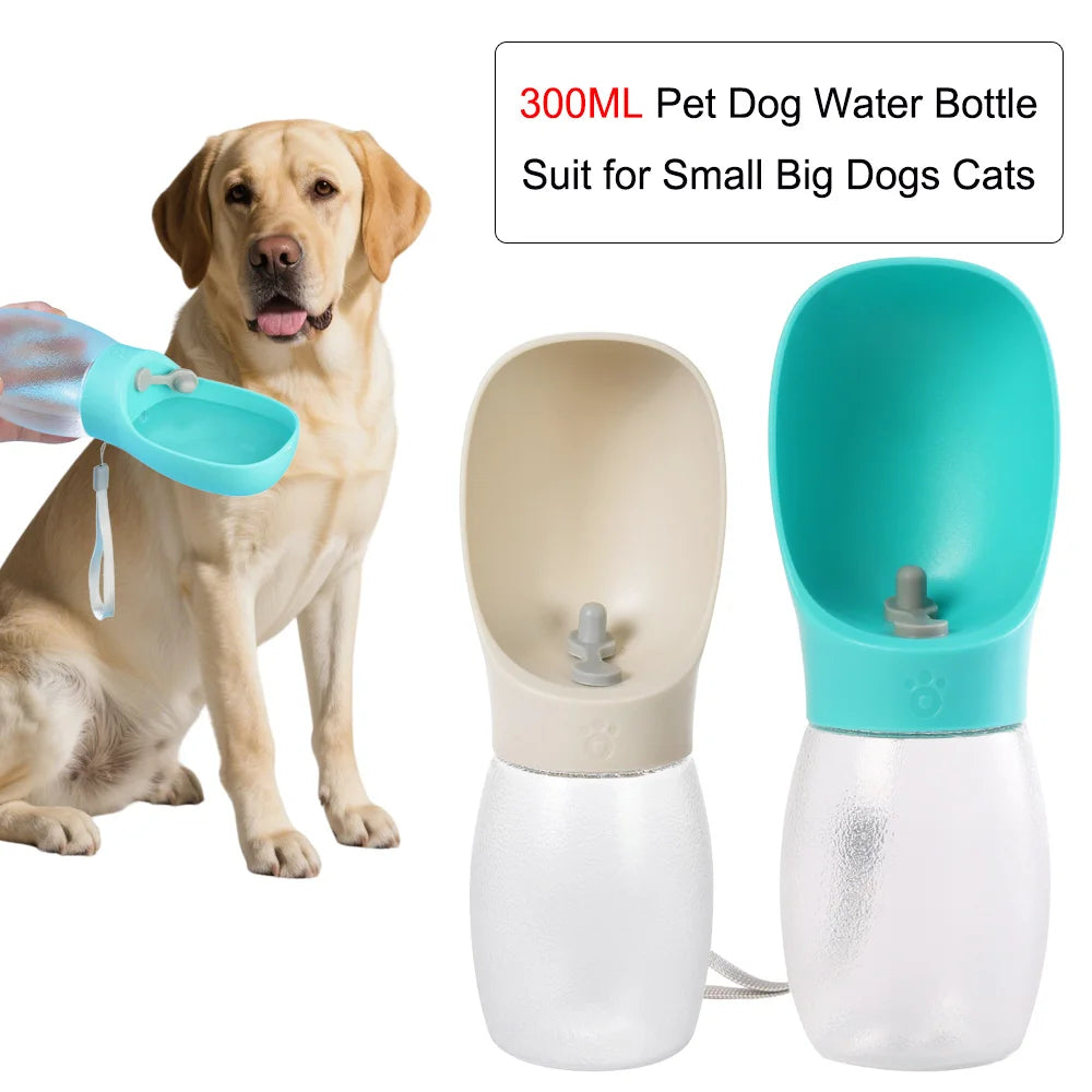 Portable Dog Water Bottle 300ml – Travel Drinking Bowl for Dogs & Cats
