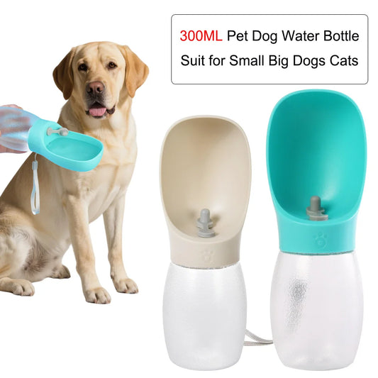 Portable Dog Water Bottle 300ml – Travel Drinking Bowl for Dogs & Cats
