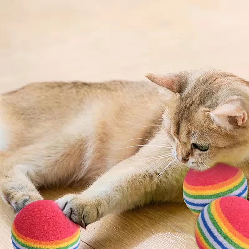 Rainbow EVA Cat Balls 5/10/30 Pack – Interactive Chase Balls