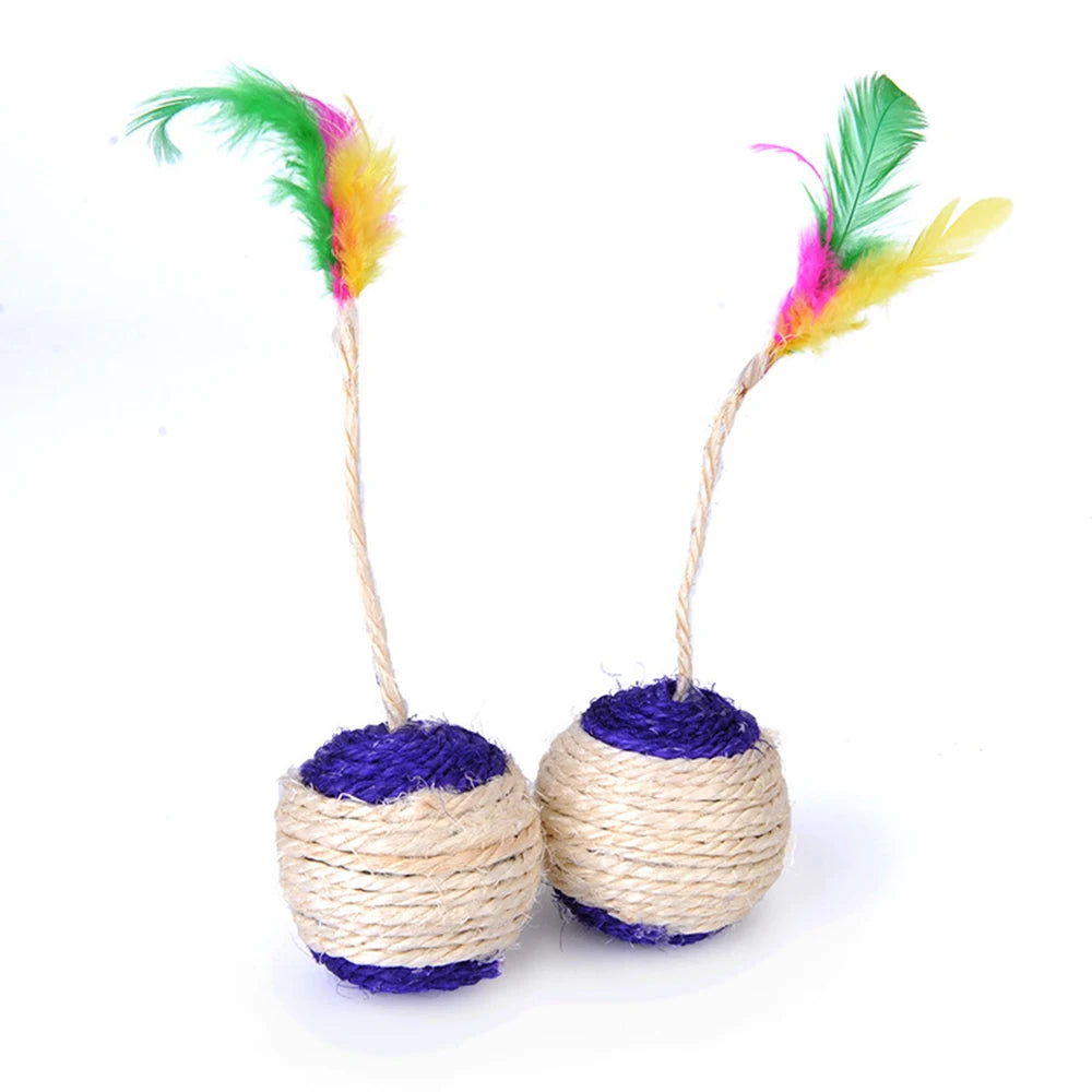 Feather Sisal Cat Ball – Shuttlecock Claw Grinding Cat Toy