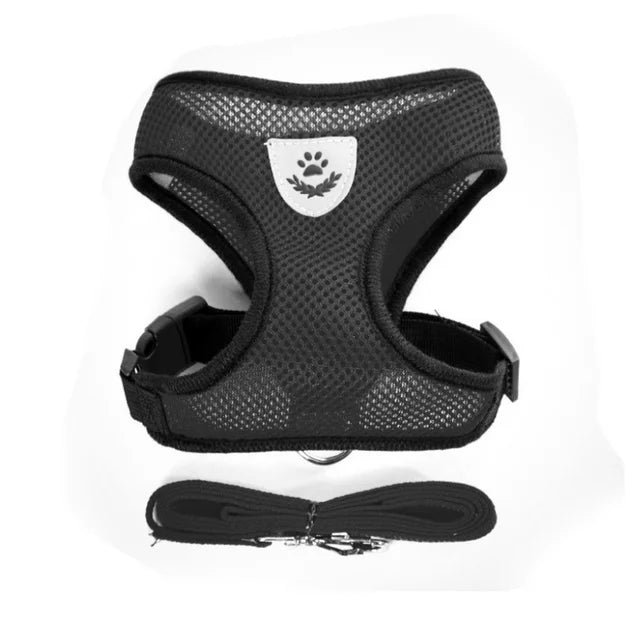 Cat & Dog Harness with Leash – Breathable Reflective Mesh Vest