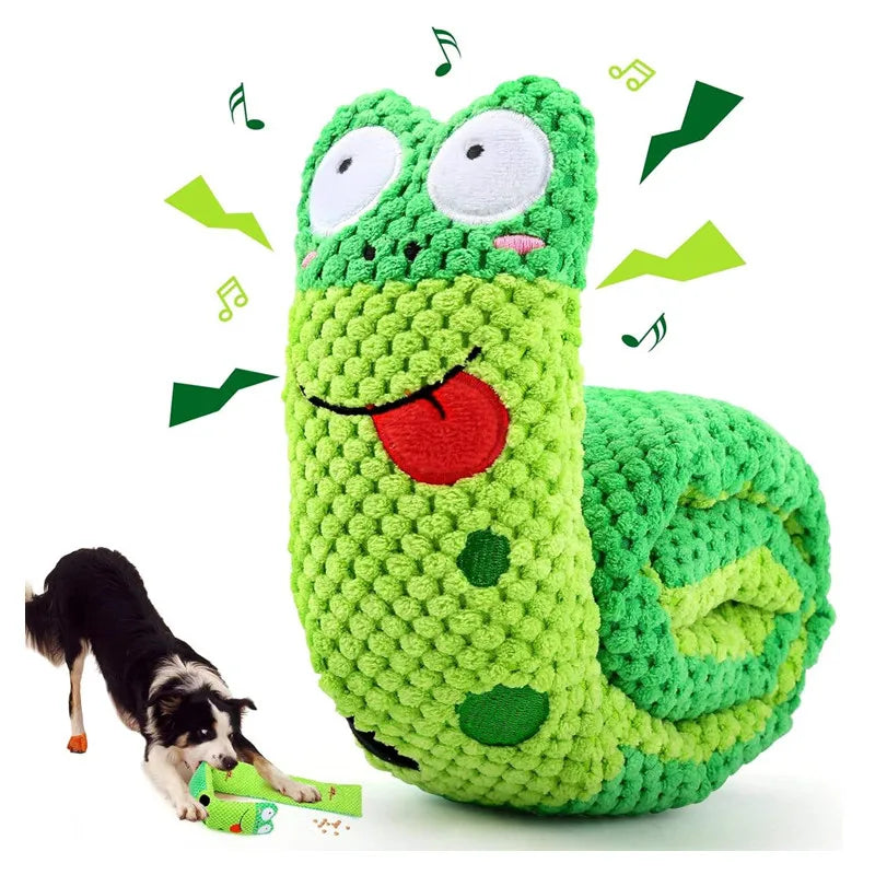 Snail Dog Puzzle Feeder – Squeaky Plush Snuffle Toy