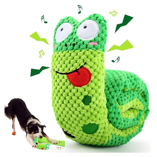 Snail Dog Puzzle Feeder – Squeaky Plush Snuffle Toy