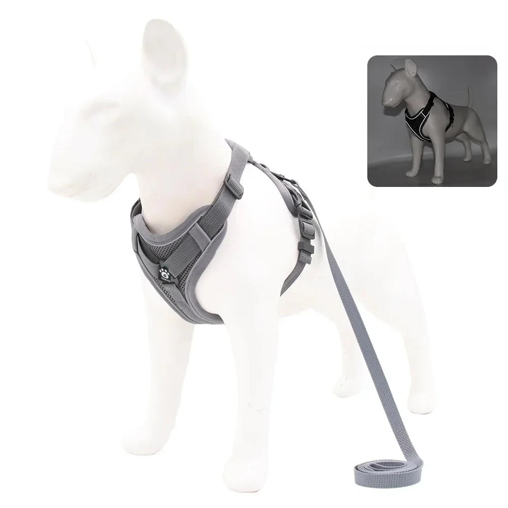 No-Pull Dog Harness with 1.5m Leash – Adjustable Reflective Vest Set