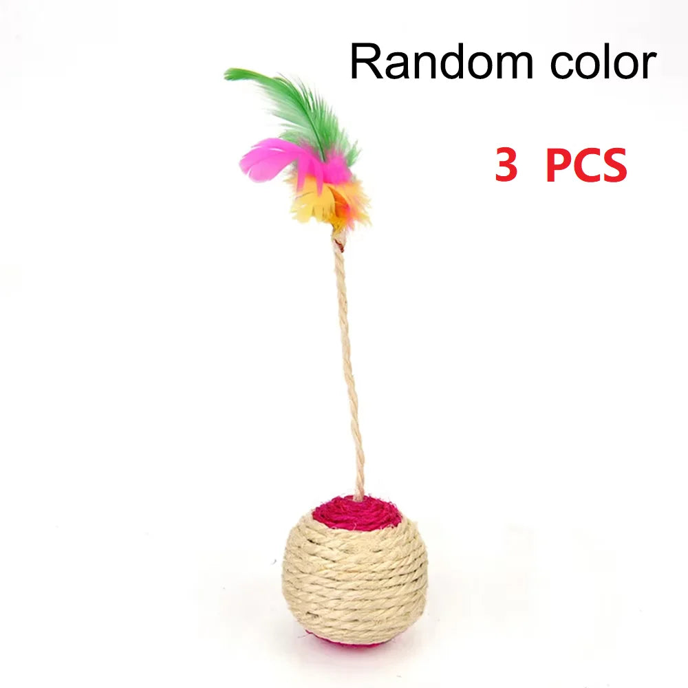 Feather Sisal Cat Ball – Shuttlecock Claw Grinding Cat Toy