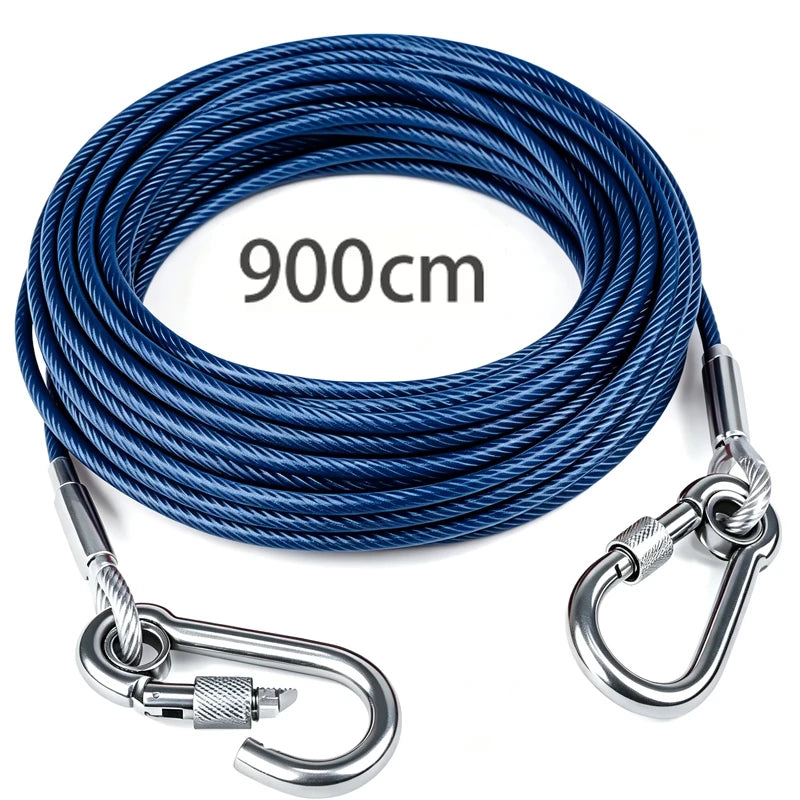 Heavy-Duty Dog Tie-Out Cable – Reflective Steel Lead with Swivel Hooks