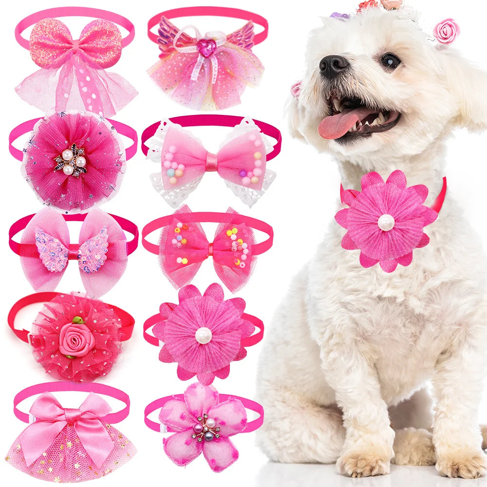 Dog Bow Tie Collars 10 Pack – Adjustable Lace Bow Collars Dogs & Cats