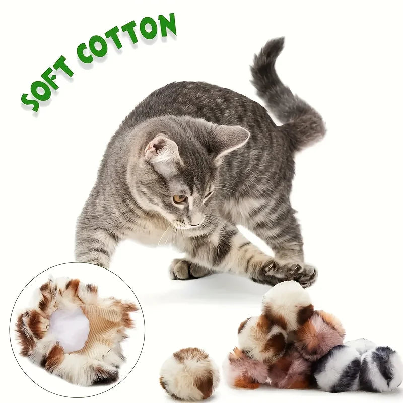 Leopard Print Plush Cat Balls 3 Pack – Soft Interactive Ball Toy