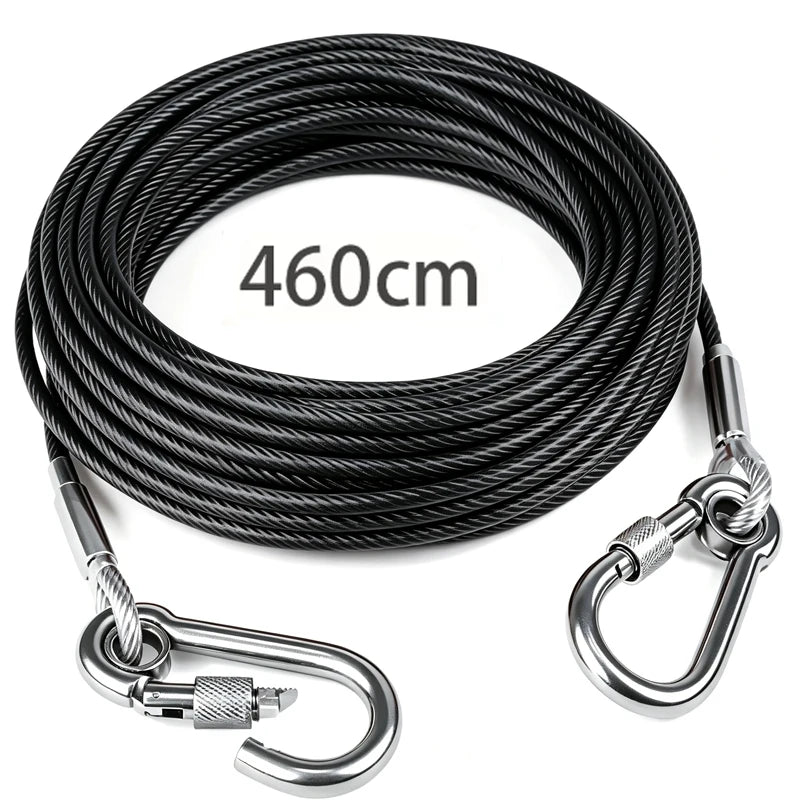 Heavy-Duty Dog Tie-Out Cable – Reflective Steel Lead with Swivel Hooks
