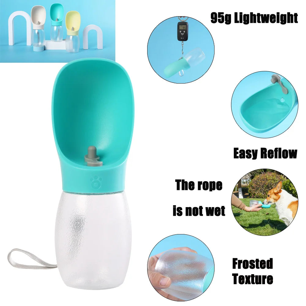 Portable Dog Water Bottle 300ml – Travel Drinking Bowl for Dogs & Cats