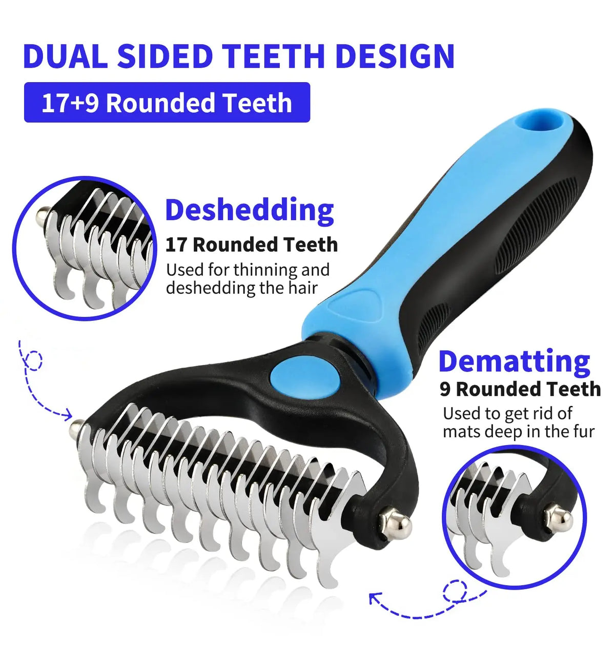 Pet Deshedding Brush – Dematting Knot Cutter Comb for Dogs & Cats