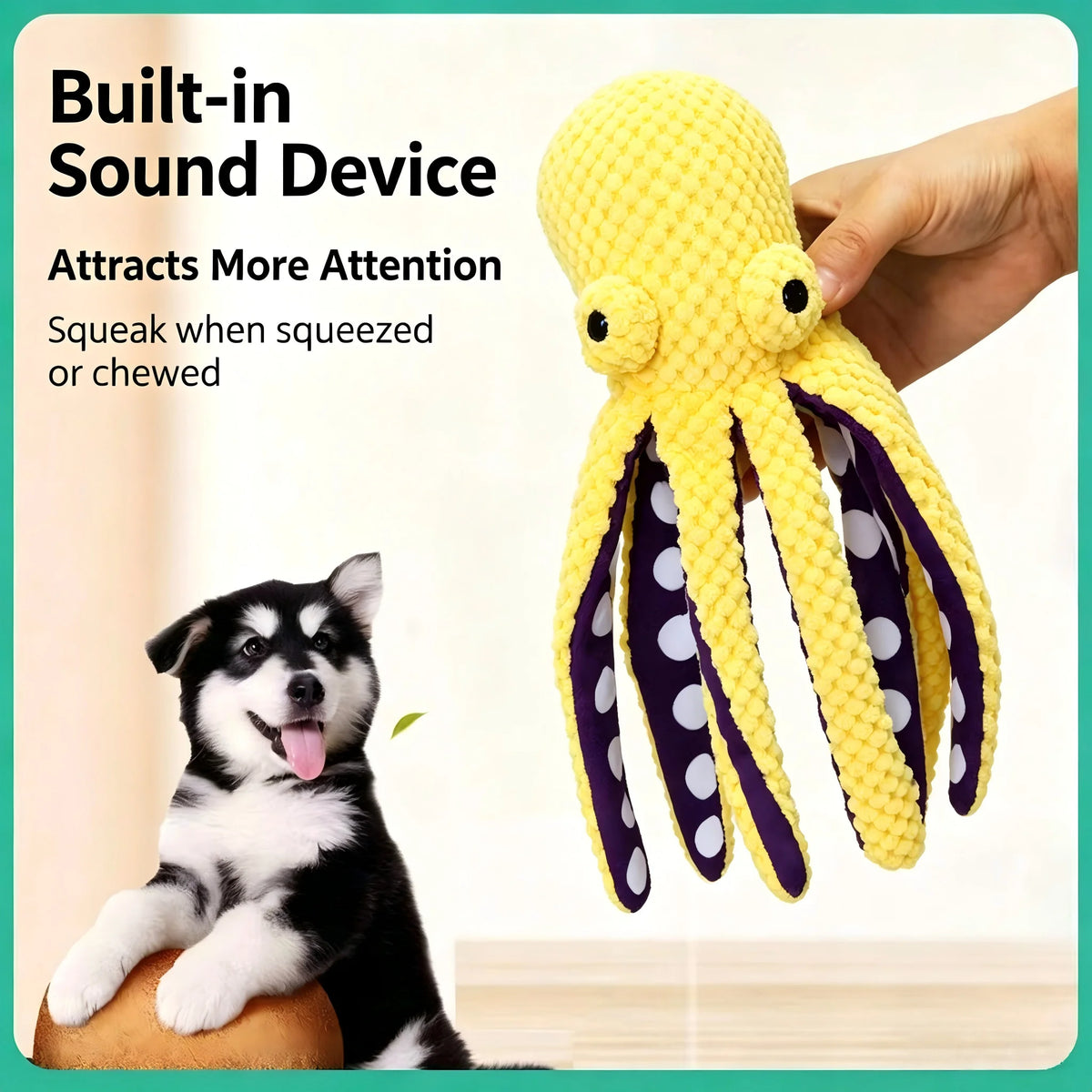 Squeaky Octopus Plush Dog Toy – Soft Chew Toy for Puppies