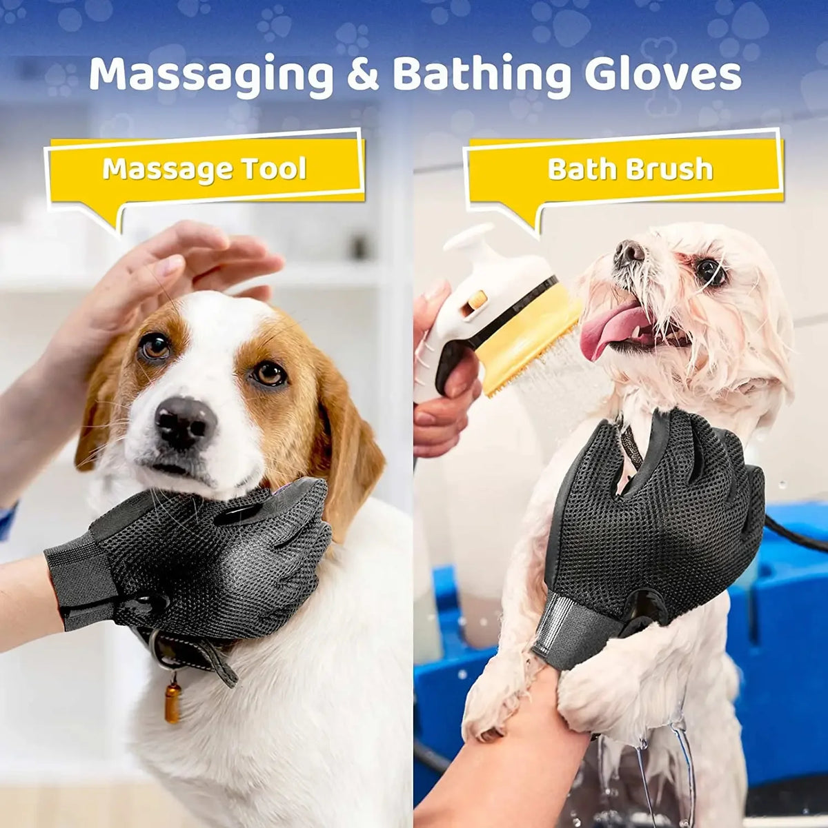 Pet Grooming Glove for Dogs & Cats – Gentle Deshedding Hair Remover Mitt