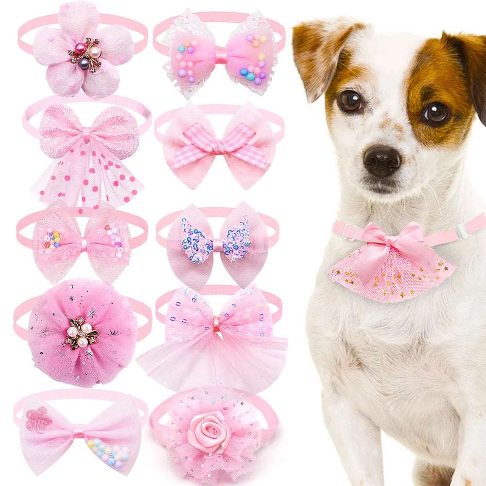 Dog Bow Tie Collars 10 Pack – Adjustable Lace Bow Collars Dogs & Cats