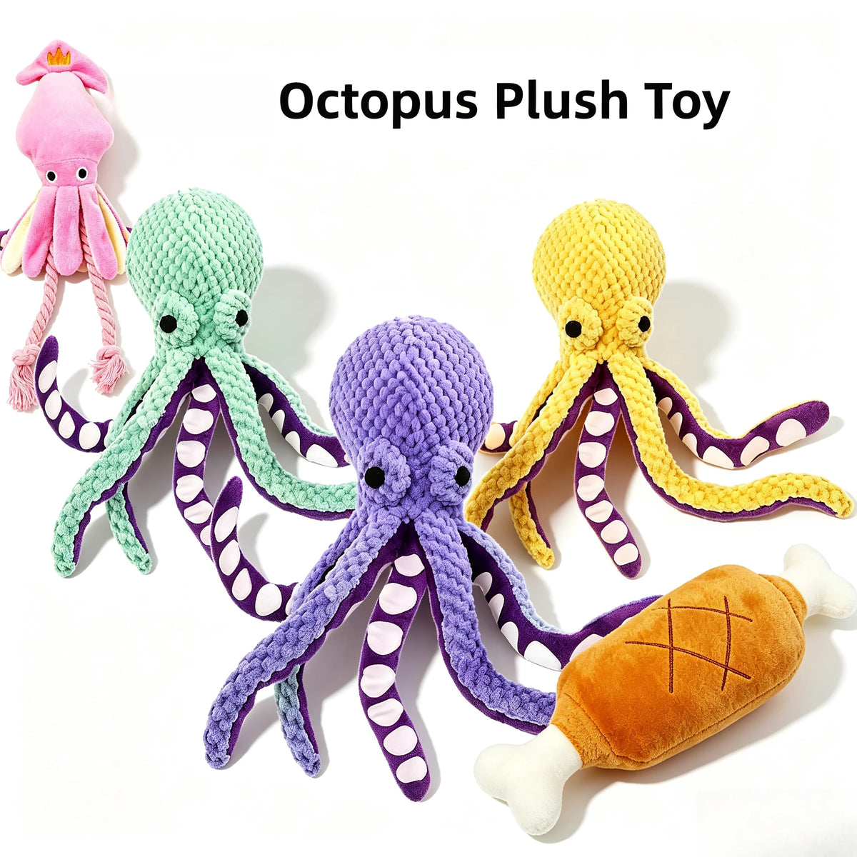 Squeaky Octopus Plush Dog Toy – Soft Chew Toy for Puppies