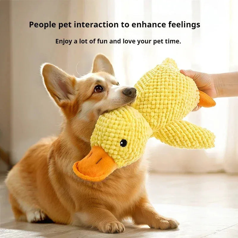 Calming Duck Plush Dog Toy – Squeaky Sleeping Companion Toy
