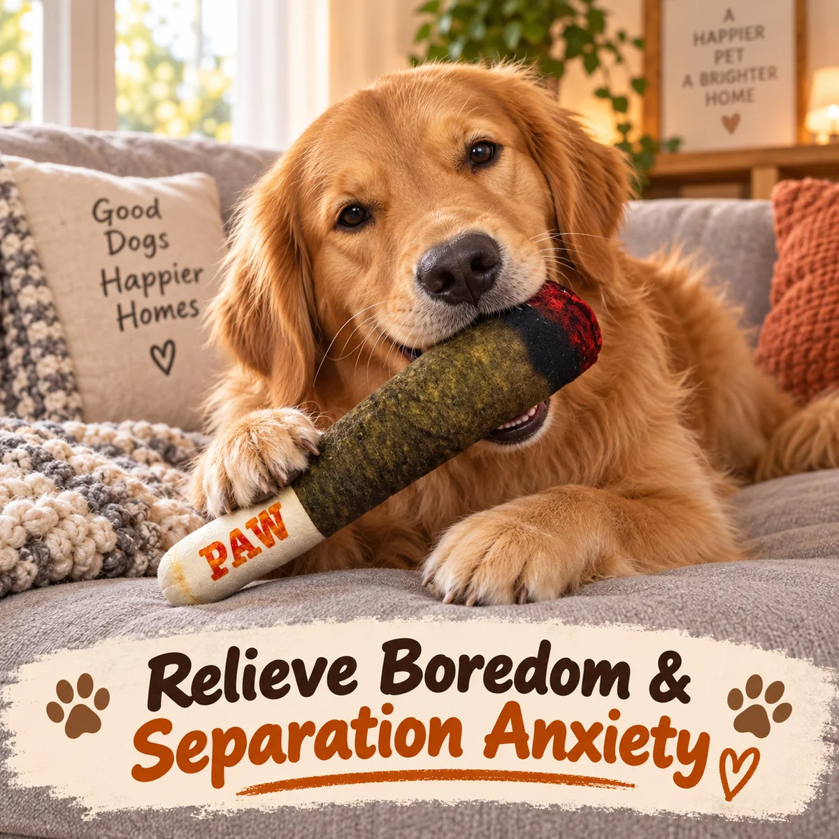 Squeaky Plush Cigar Dog Toy – Funny Chew Toy for Small/Medium Dogs