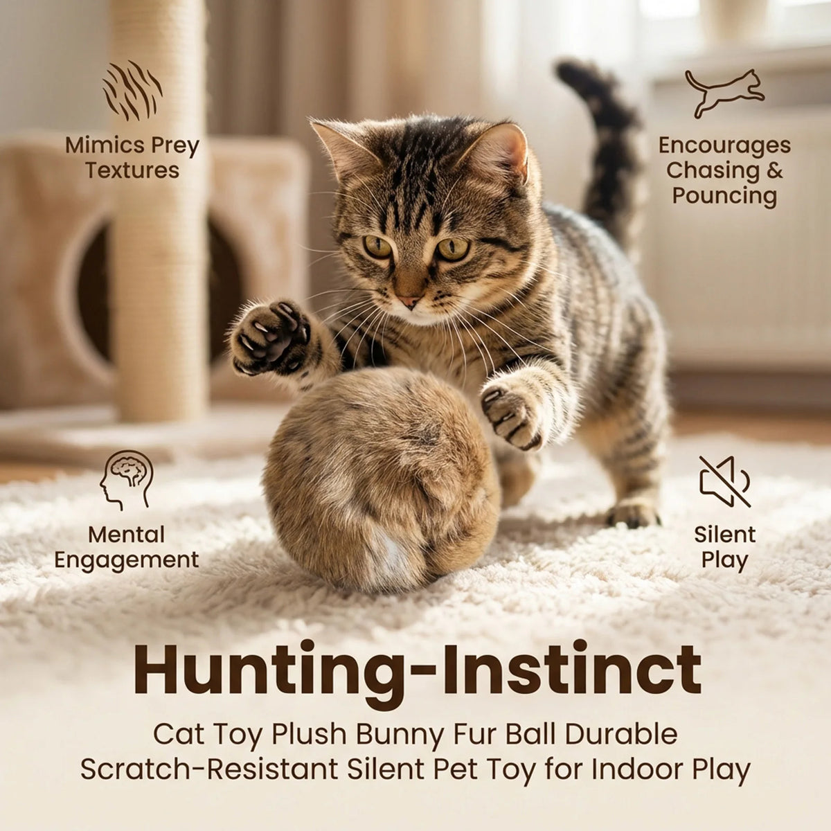 Rabbit Fur Catnip Balls 1–6 Pack – Plush Chase Ball Cat Toy 8cm