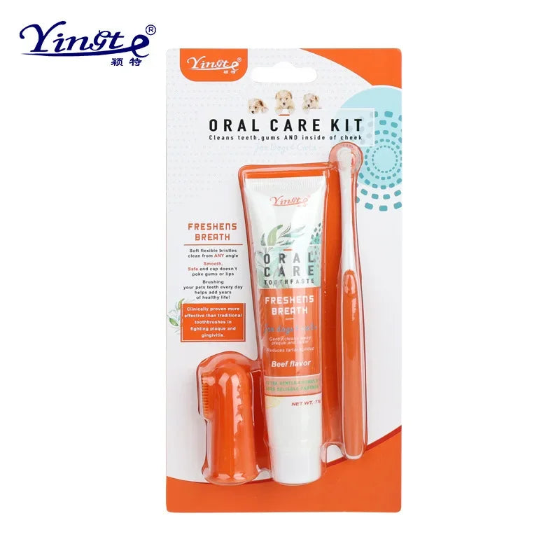 Dog Dental Care Kit – Pet Toothbrush & Toothpaste Set for Tartar