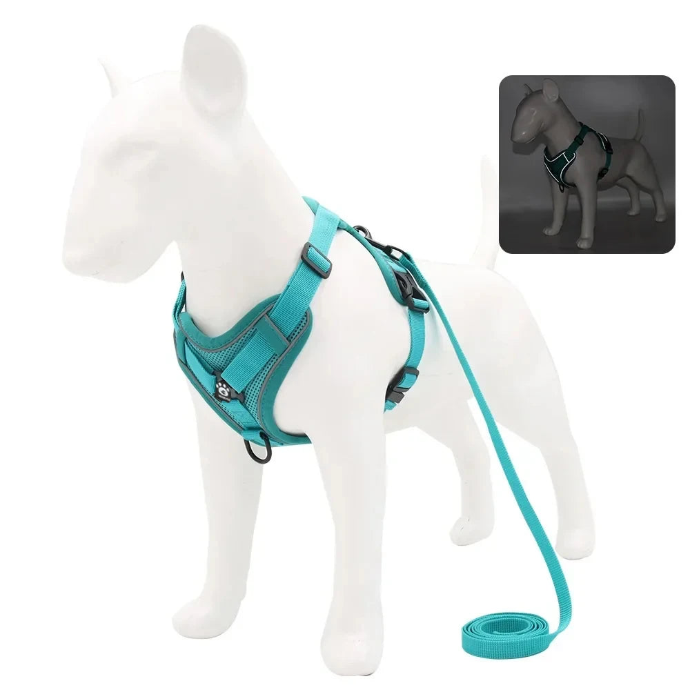 No-Pull Dog Harness with 1.5m Leash – Adjustable Reflective Vest Set