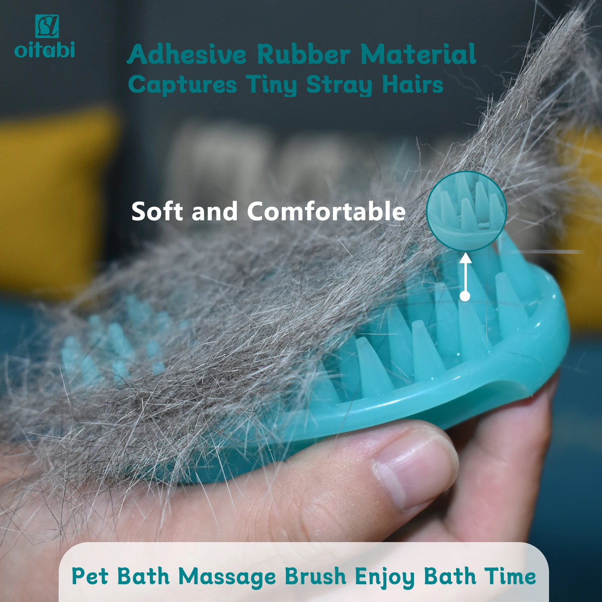 Soft Rubber Pet Brush – Short Hair Dog & Cat Bath Massage Brush