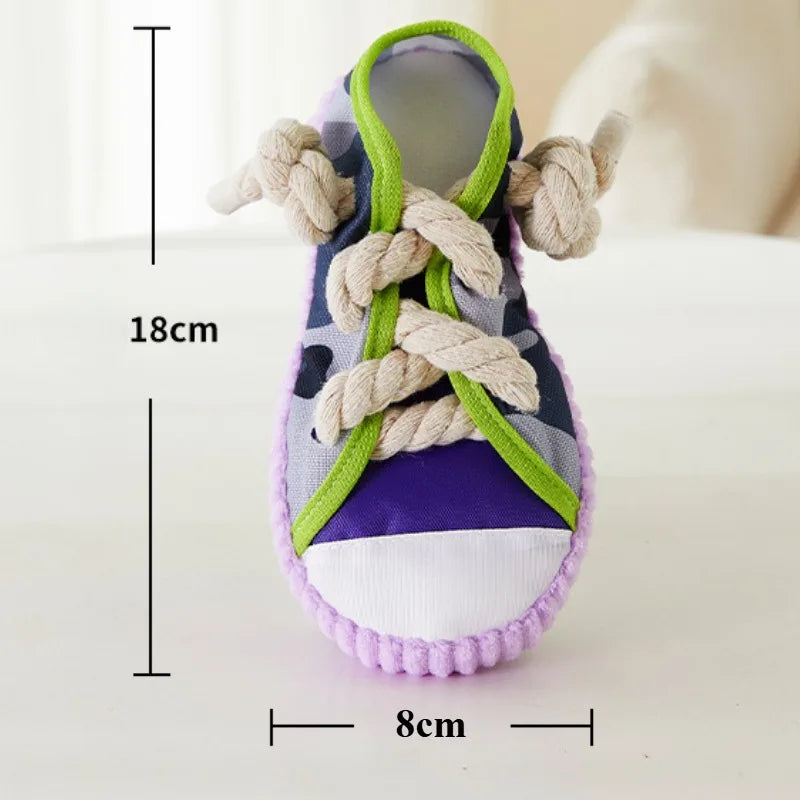 Squeaky Shoe Rope Dog Toy – Teeth Cleaning Cotton Chew Toy