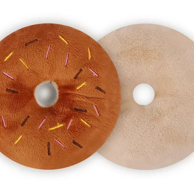 Plush Doughnut Dog Toy – Squeaky Chew Toy Small/Medium Dogs